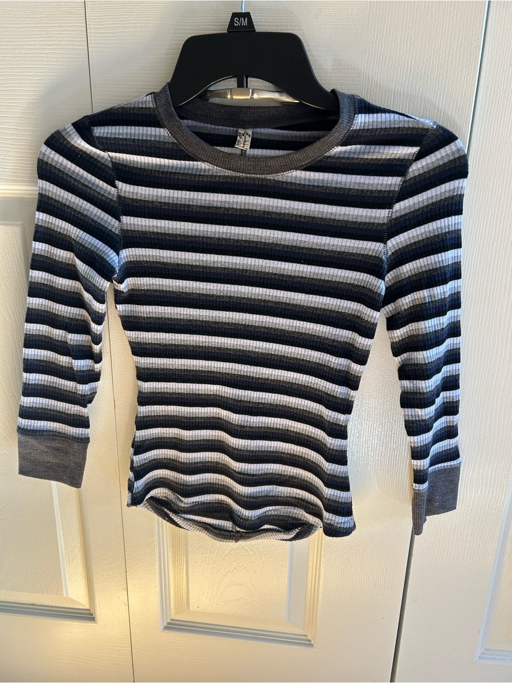 Free People- Intimitely by Free People Stripped Ribbed 3/4 Sleeve Tee